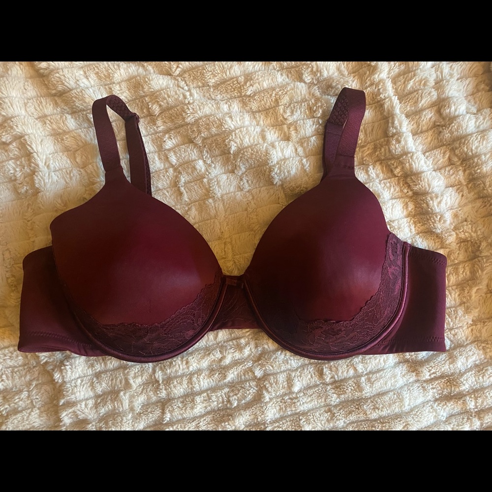 Vanity Fair Maroon Lace Padded Bra 42C